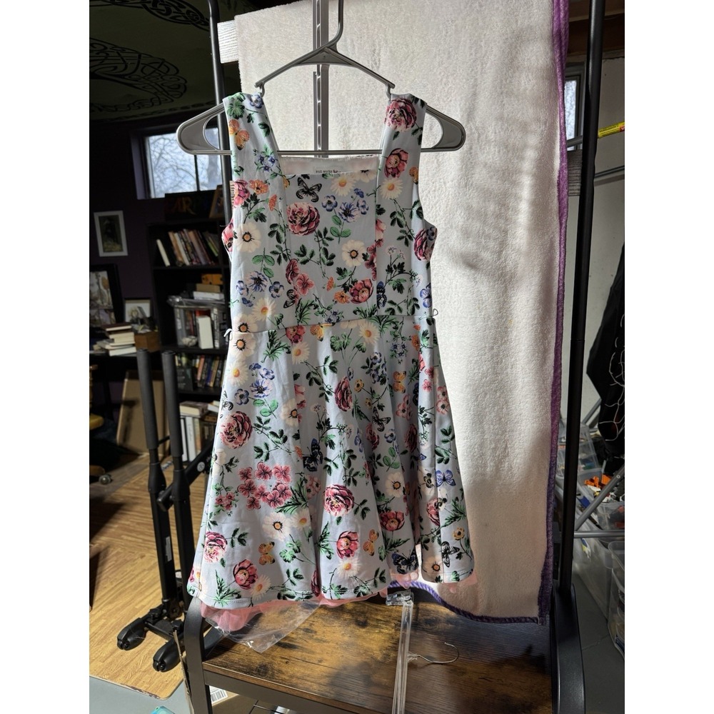 knit works girls dress blue floral‎ spring size 12 lined